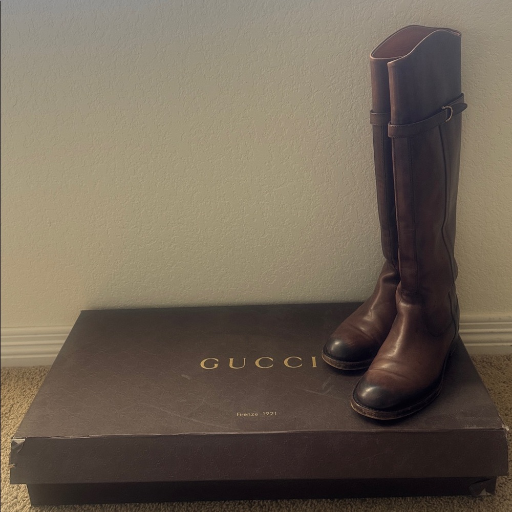 Gucci Brown Leather Riding Boots